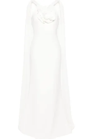 Roland Mouret Floral-appliqué cady silk gown