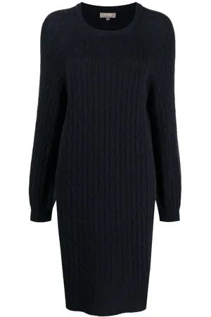 N.PEAL Cable-knit round-neck dress