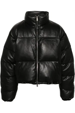VTMNTS Debossed-logo leather puffer jacket