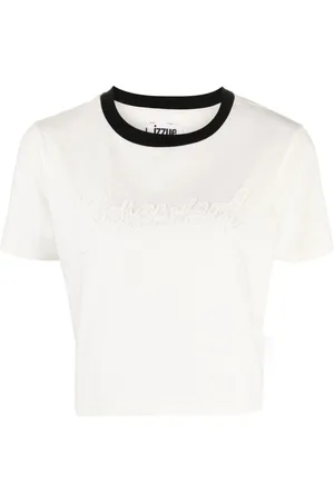 Izzue Contrasting-collar cotton crop top