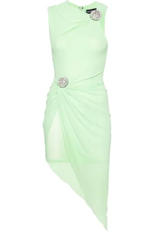 DAVID KOMA Crystal Ball asymmetric midi dress