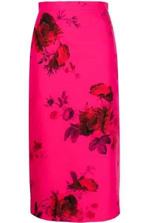 Erdem Floral-print faille pencil skirt