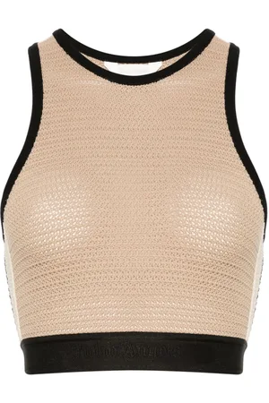 Palm Angels Logo-tape knitted tank top