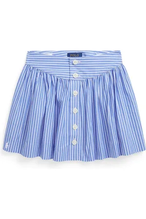 Ralph Lauren Striped logo-embroidered cotton skirt