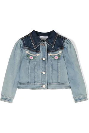MONNALISA Embroidered denim jacket
