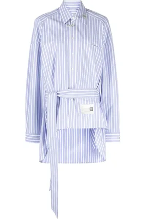Maison Mihara Yasuhiro Tied-waist striped cotton shirt