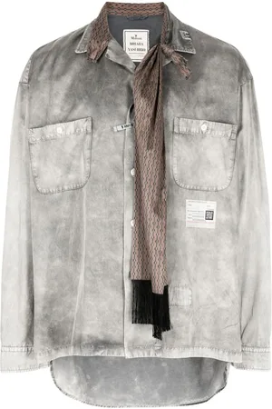 Maison Mihara Yasuhiro Scarf-detail distressed-finish shirt
