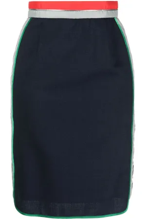 Kolor Stripe-waistband knee-length skirt