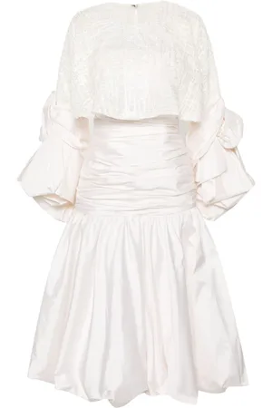 Gaby Charbachy Floral-appliqué ruched gown