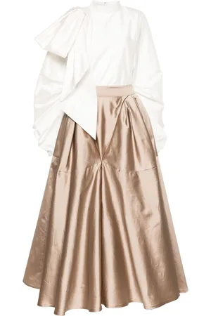 Gaby Charbachy Satin flared skirt set