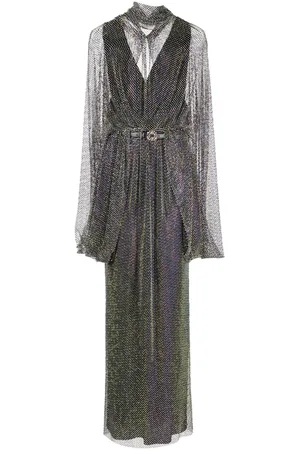 Elie saab Rhinestone-embellished mesh gown