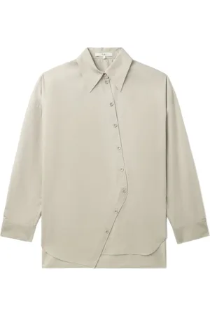 tibi Asymmetric poplin cotton shirt