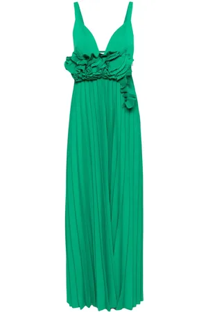 P.A.R.O.S.H. Floral-appliqué pleated gown