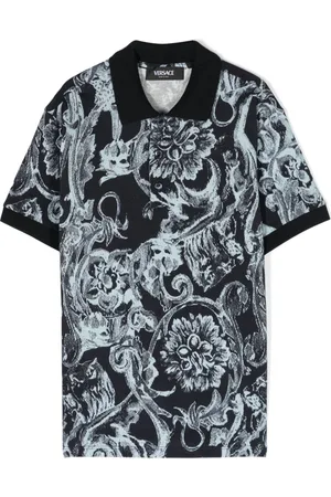 VERSACE Barocco-print piqué-weave polo shirt