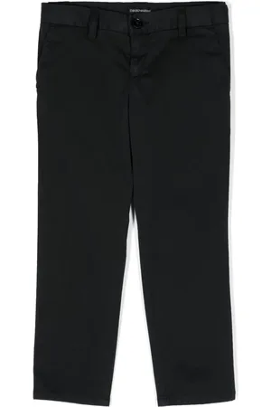 Emporio Armani Mid-rise logo-plaque straight-leg chinos