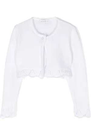 MONNALISA Lace-trim cropped cardigan
