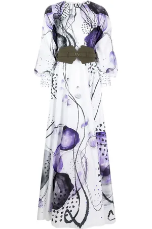 Saiid Kobeisy Abstract-print taffeta maxi dress