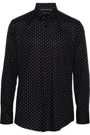 HUGO BOSS Geometric-print poplin shirt