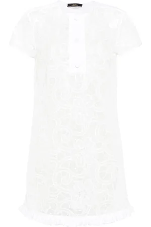 Twin-Set Floral-embroidery organza mini dress