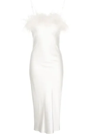 Gilda & Pearl Camille feather-trim silk dress