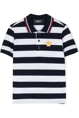 VERSACE Nautical Stripe cotton polo shirt