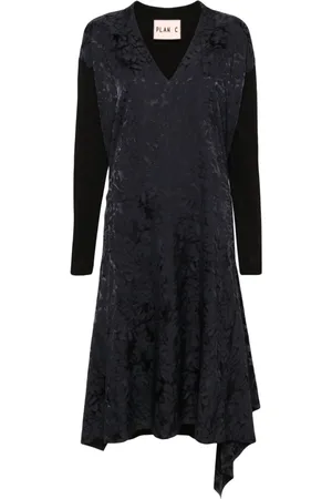 Plan C Draped jacquard midi dress