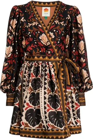 Farm Rio Floral-print V-neck minidress