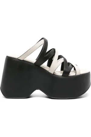 vic matiè Strappy leather wedge mules