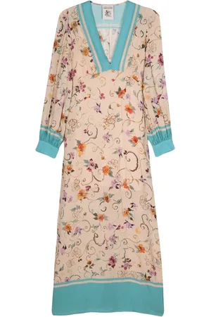 SEMICOUTURE Habotai print v-neck long dress