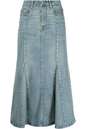 Ganni Logo-appliqué denim skirt