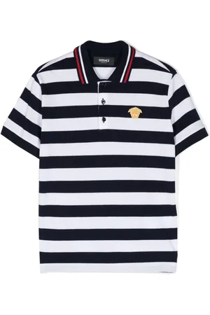 VERSACE Striped cotton polo shirt