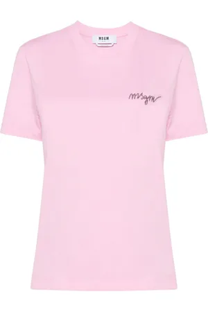 Msgm Logo-embroidered cotton T-shirt