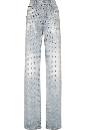 Philipp Plein Crystal-embellishment pinstripe jeans