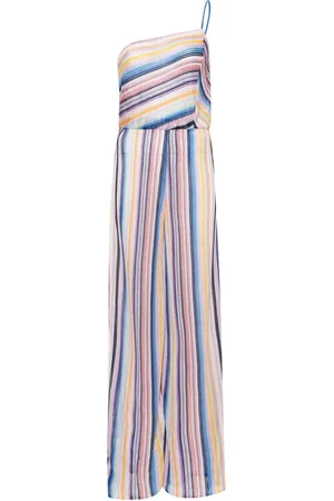 Missoni Striped-crochet one-shoulder jumpsuit