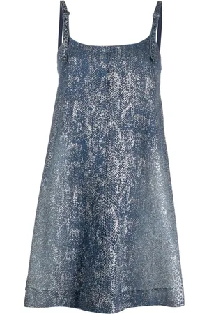 VERSACE Lamé shift denim dress