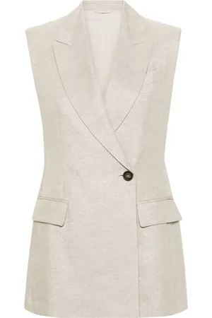 Brunello Cucinelli Metallic-threading sleeveless blazer