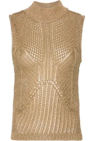 Alberta Ferretti Metallic-effect knitted top