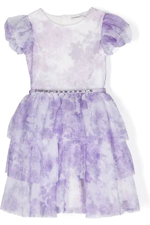 MONNALISA Floral-print crystal-embellished dress