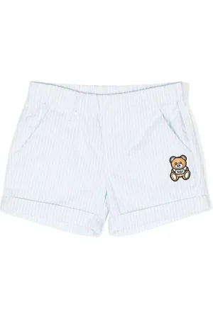 Moschino Appliqué-logo striped shorts