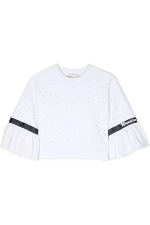 MONNALISA Logo-print rhinestone-embellished blouse