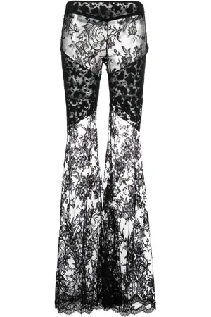 Roberto Cavalli Flared Chantilly-lace trousers