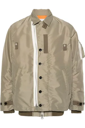 SACAI Contrasting-trim layered bomber jacket
