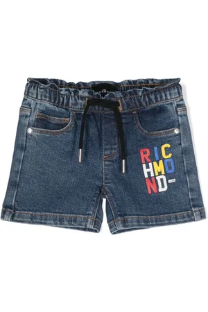 John Richmond Logo-print drawstring denim shorts