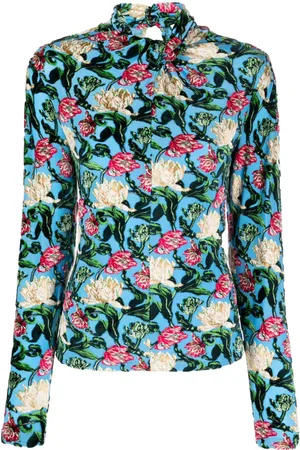 Paco rabanne Floral-jacquard twist-neck top