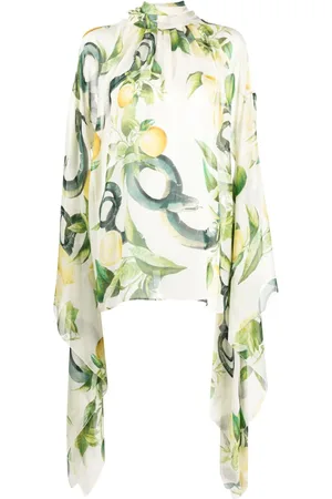 Roberto Cavalli Lemon-print elongated-sleeve blouse