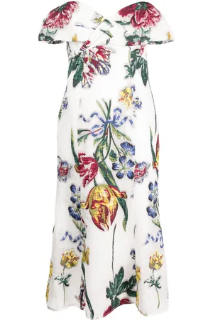 Marchesa Notte Alexander floral-print midi dress