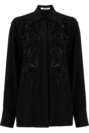 Roberto Cavalli Bead-embellished appliqué viscose shirt