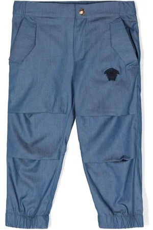 VERSACE Medusa Head-patch chambray trousers