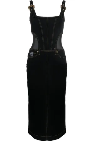 VERSACE Contrast-stitching denim dress