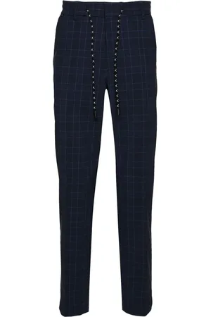 HUGO BOSS Checked mid-rise tapered trousers